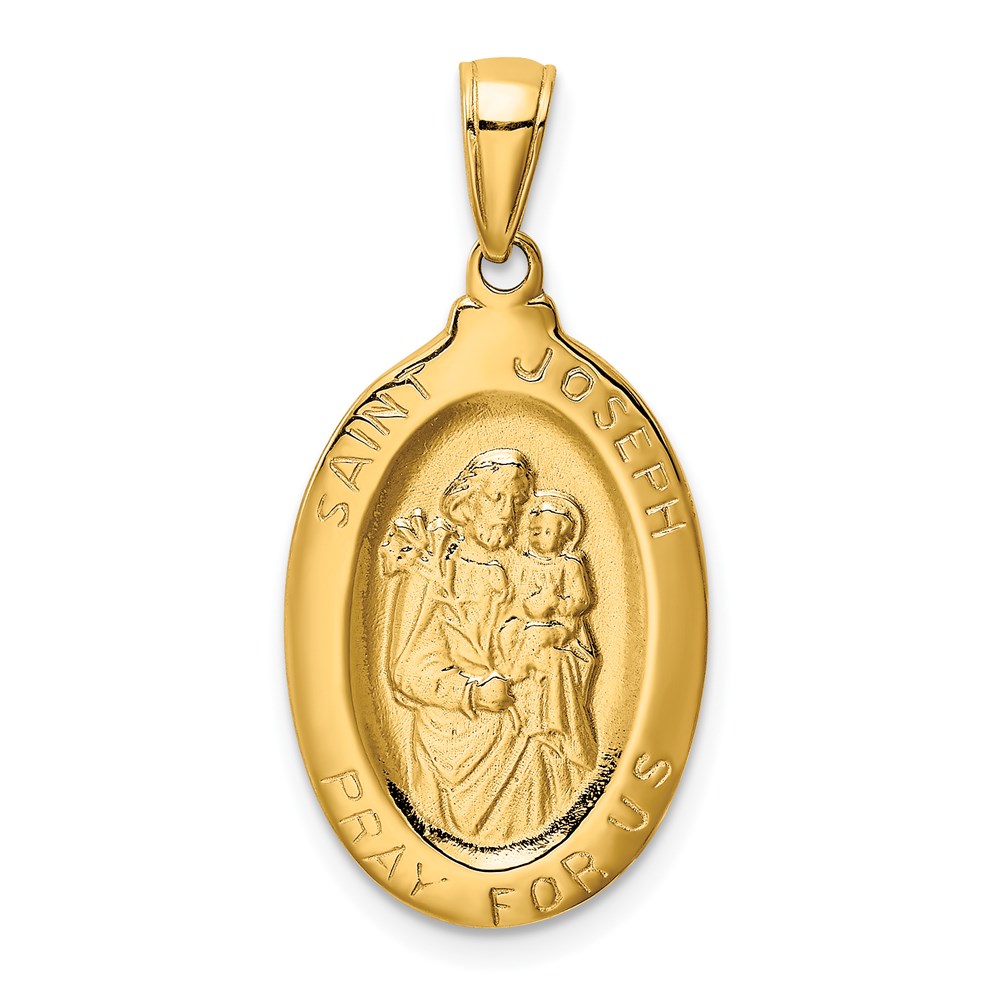 M1502.jpg 14k Polished Solid Saint Joseph Medal Oval Pendant - Image 1
