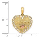 14k Two-Tone GRANDMA Heart with Flower Charm - Image 4