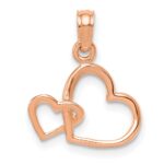 14K Rose Gold Polished Intertwined Double Heart Pendant