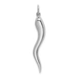 14k White Gold Solid Polished 3-D Large Italian Horn Charm - Image 4