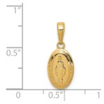 14k Polished and Satin Solid Miraculous Medal Oval Charm - Image 3