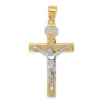 14K Two-tone Diamond-cut Lattice Cross with Crucifix Pendant