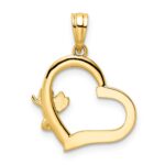 14k and White Rhodium Cherub on Heart Pendant - Image 3