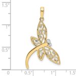 14k and White Rhodium Diamond-cut Filigree Dragonfly Pendant - Image 4
