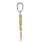 14k and White Rhodium Diamond-cut Dog and Puppy Pendant - Image 2