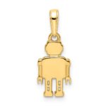 14k and White Rhodium Diamond-cut Robot Pendant - Image 3