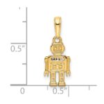 14k and White Rhodium Diamond-cut Robot Pendant - Image 4