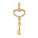 14k and White Rhodium Diamond-cut Heart Key Pendant - Image 3