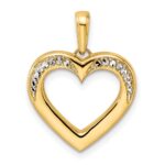 14k and White Rhodium Diamond-cut Fancy Heart Pendant