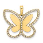 14k and White Rhodium Diamond-cut Butterfly Pendant