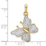 14k and White Rhodium Diamond-cut Fancy Butterfly Pendant - Image 4