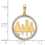 14k and White Rhodium Diamond-cut Cats Sitting on Bench Pendant - Image 4