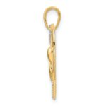 14k and White Rhodium Diamond-cut Cat Stretching in Heart Pendant - Image 2