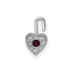 14k White Gold January Synthetic Birthstone Heart Charm - Image 3