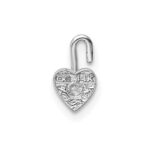 14k White Gold April Synthetic Birthstone Heart Charm - Image 3