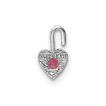 14k White Gold October Synthetic Birthstone Heart Charm - Image 3