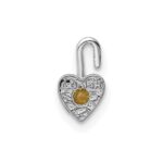 14k White Gold November Synthetic Birthstone Heart Charm - Image 3