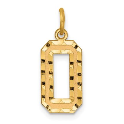 14k Medium Diamond-cut Number 0 Charm