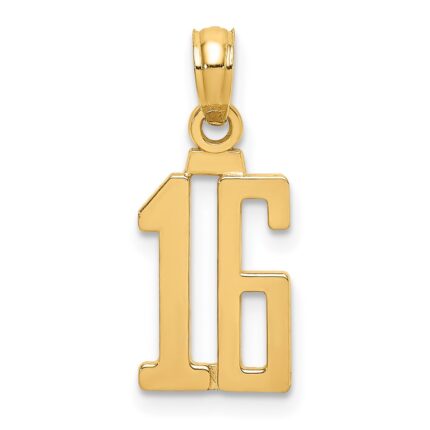 14k Polished Number 16 Pendant