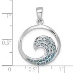 Sterling Silver Rhodium-Plated Polished CZ Wave Pendant - Image 5