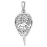 Sterling Silver Rhodium-plated Polished Horseshoe Crab Pendant - Image 3