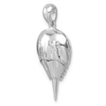 Sterling Silver Rhodium-plated Polished Horseshoe Crab Pendant - Image 4