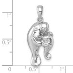 Sterling Silver Rhodium-plated Polished Manatee and Baby Pendant - Image 5