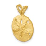Sterling Silver Rhodium-plated Gold-tone Polished and Brushed Sand Dollar Pendant - Image 4