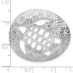 Sterling Silver Rhodium-Plated Polished and Textured Cutout Turtle Chain Slide - Image 5
