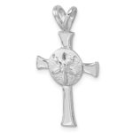 Sterling Silver Rhodium-Plated Polished and Brushed Sand Dollar Cross Pendant - Image 4