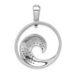 Sterling Silver Rhodium-Plated Polished CZ Wave Pendant - Image 3