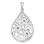 Sterling Silver Rhodium-plated Polished Triple Crystal Turtle Ocean Wave Pendant - Image 3