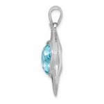 Sterling Silver Rhodium-plated Polished Crystal Angel Fish Pendant - Image 2