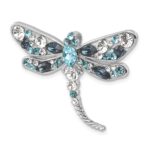 Sterling Silver Rhodium-plated Polished Crystal Inlay Dragonfly Chain Slide - Image 4