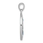 Sterling Silver Rhodium-Plated Polished Oval Adventurine and CZ Lighthouse Pendant - Image 2