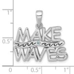 Sterling Silver Rhodium-Plated Polished 'Make Waves' with Crystal Pendant - Image 5
