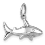 Sterling Silver Rhodium-Plated Polished Shark Pendant - Image 4