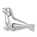 Sterling Silver Rhodium-plated Polished Sea Lion Pendant - Image 4