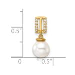 14K Polished 1/20 carat Diamond and White Freshwater Cultured Pearl Chain Slide - Image 4