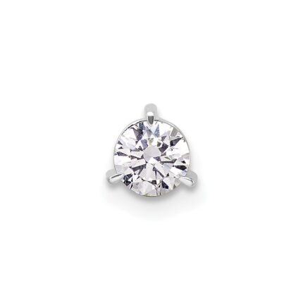 14k White Gold 3/8 carat Lab Grown Diamond VS/SI+ G+ Round Complete Three Prong Chain Slide Pendant