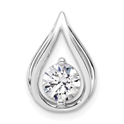 14k White Gold 3/4 carat Lab Grown Diamond VS/SI+ G+ Complete Teardrop Chain Slide Pendant