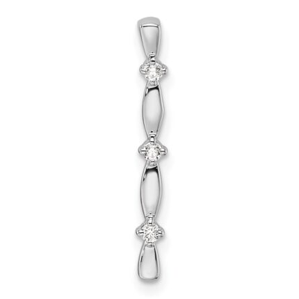 14k White Gold 1/20 carat Lab Grown Diamond VS/SI+ G+ Fashion Bar Chain Slide Pendant