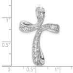 14k White Gold 5/8 carat Lab Grown Diamond VS/SI+ G+ Complete Cross Chain Slide Pendant - Image 4