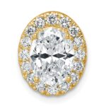 14k 1/2 carat Lab Grown Diamond VS/SI+ G+ Oval Semi Mount 9.9x6.9mm Center Halo Chain Slide Pendant - Image 4