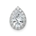 14k 3/8 carat Lab Grown Diamond VS/SI+ G+ Semi Mount Holds 10.7x7mm Pear Center Halo Chain Slide Pendant - Image 3