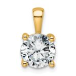14k 2 carat Lab Grown Diamond VS+ F+ Round Complete Four Prong Pendant