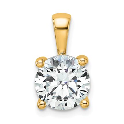 14k 2 1/2 carat Lab Grown Diamond VS/SI+ G+ Round Complete Four Prong Pendant