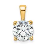 14k 2 1/2 carat Lab Grown Diamond VS+ F+ Round Complete Four Prong Pendant
