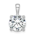 14k White Gold 3 carat Lab Grown Diamond VS+ F+ Round Complete Four Prong Pendant