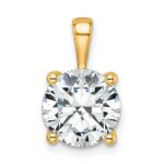 14k 3 carat Lab Grown Diamond VS+ F+ Round Complete Four Prong Pendant